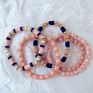Set of 7” clay bead bracelets